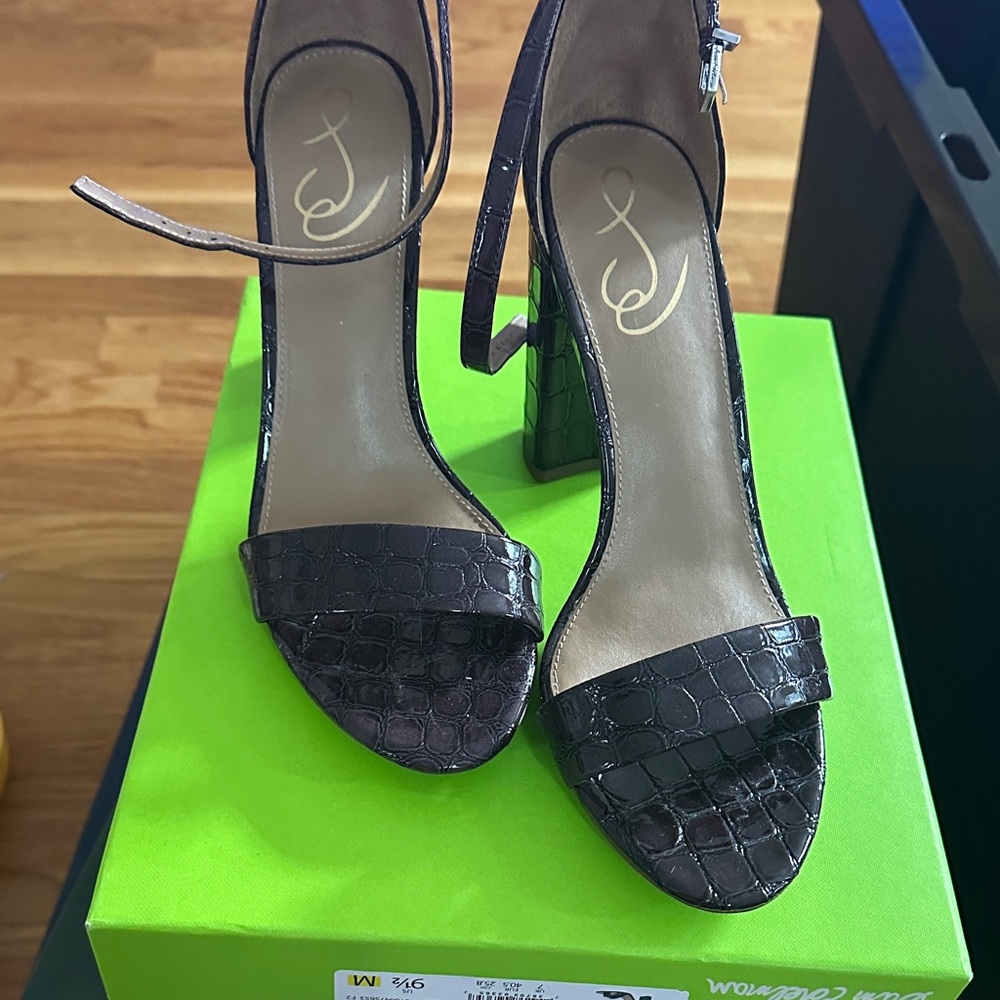 Sam Edelman Black Croc-Embossed Heels